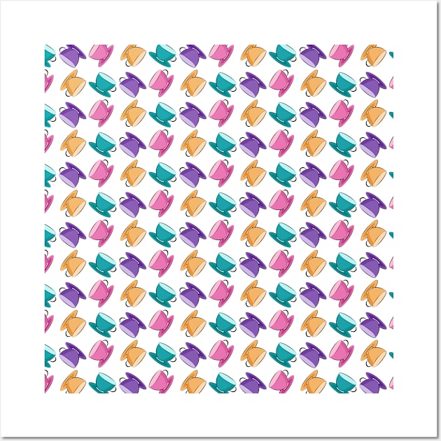 Tea Cups Pattern Wall Art by Designoholic